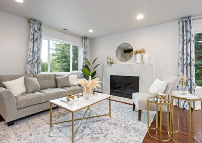 Fully staged living room by PNW Visuals